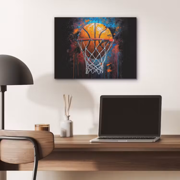 Graffiti - Basketbal - Sport - Zwart - Street art PET vilt klein -sfeer5