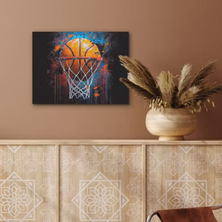 Graffiti - Basketbal - Sport - Zwart - Street art PET vilt klein -sfeer4