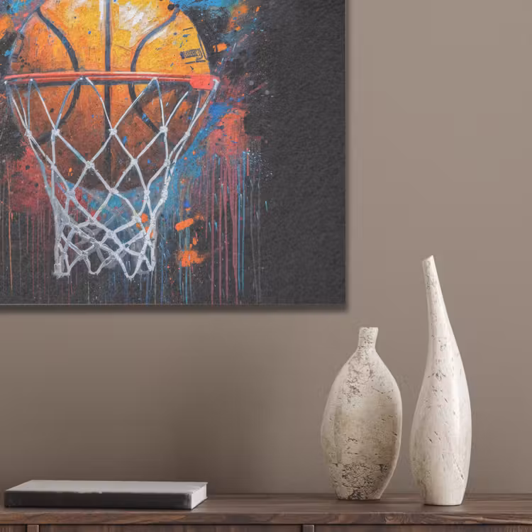 Graffiti - Basketbal - Sport - Zwart - Street art PET vilt klein -sfeer6_closeup