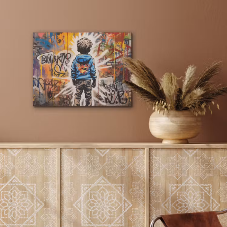 Graffiti - Jongen - Kleuren - Kunst - Street Art PET vilt klein -sfeer4