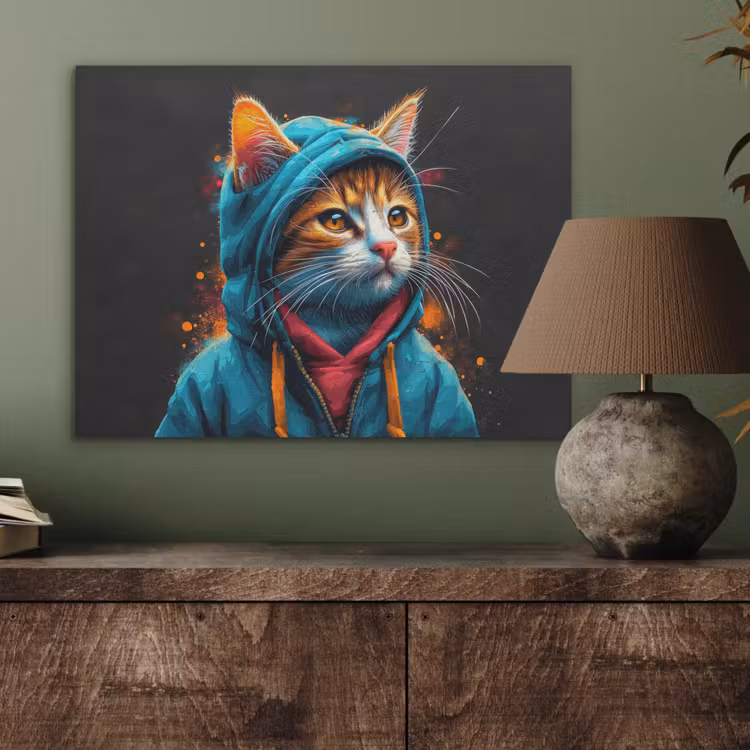 Graffiti - Kat - Zwart - Jas PET vilt klein -sfeer2