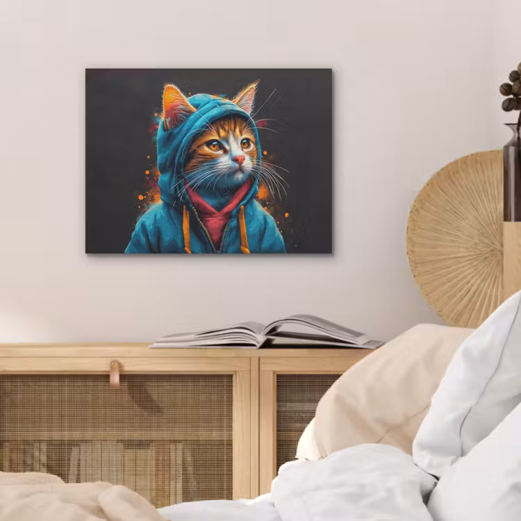 Graffiti - Kat - Zwart - Jas PET vilt klein -sfeer3