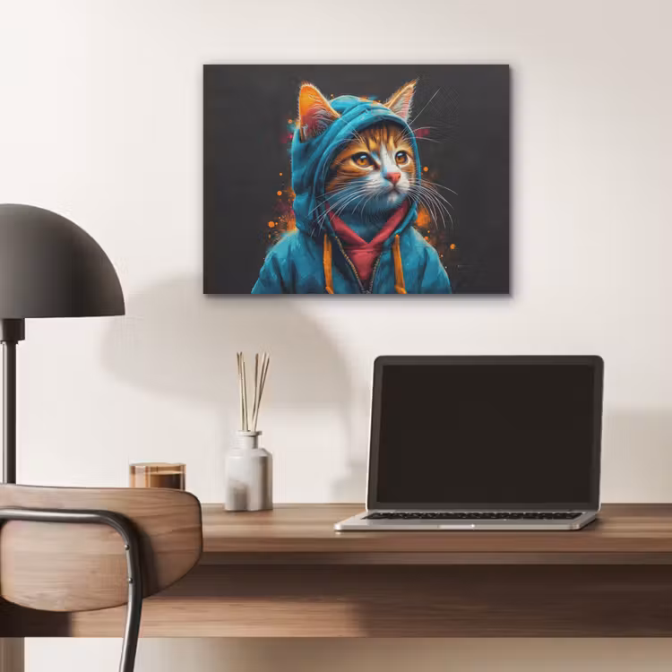 Graffiti - Kat - Zwart - Jas PET vilt klein -sfeer5