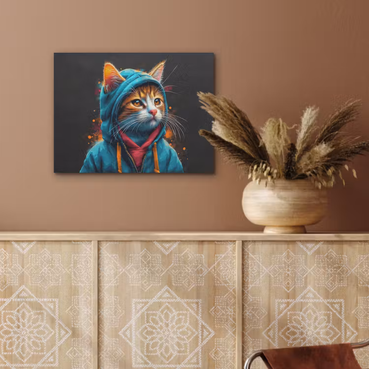 Graffiti - Kat - Zwart - Jas PET vilt klein -sfeer4