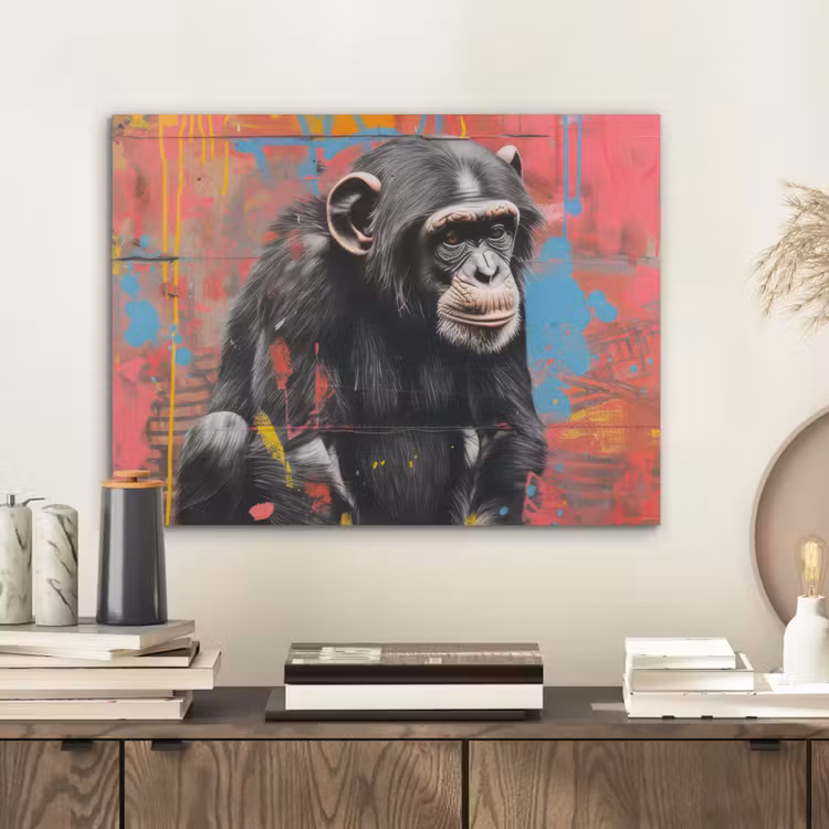 Graffiti - Chimpansee - Dieren - Street art - Banksy PET vilt klein -sfeer1