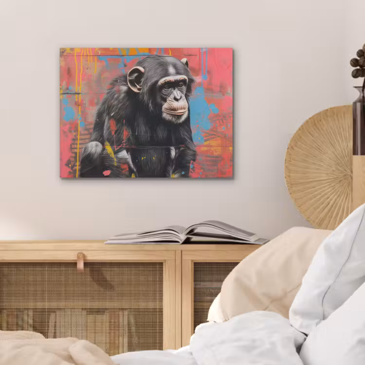 Graffiti - Chimpansee - Dieren - Street art - Banksy PET vilt klein -sfeer3