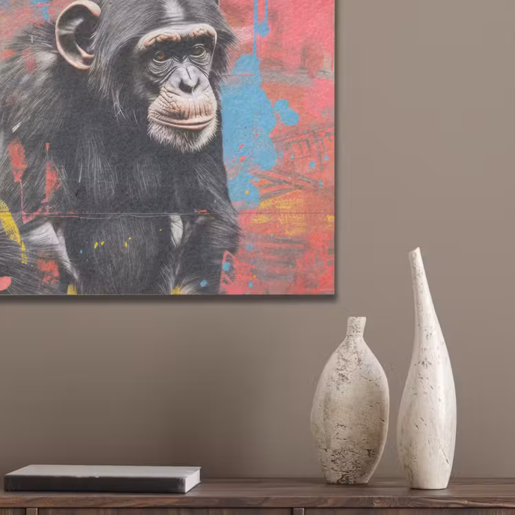 Graffiti - Chimpansee - Dieren - Street art - Banksy PET vilt klein -sfeer6_closeup