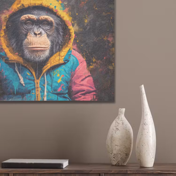 Graffiti - Chimpansee - Jas - Aap - Verf PET vilt klein -sfeer6_closeup