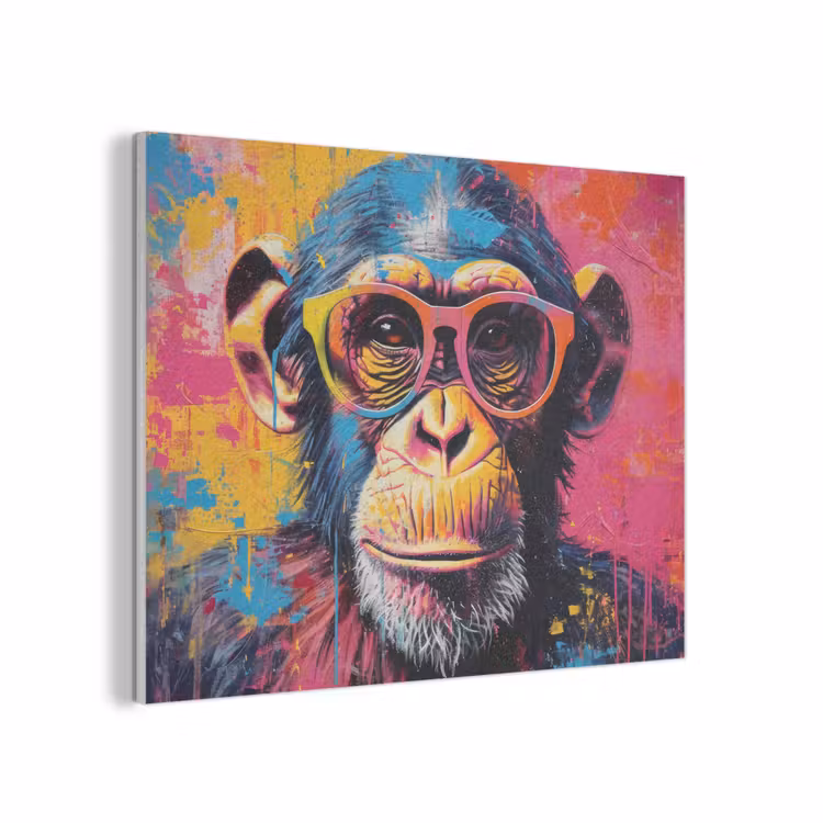 Graffiti - Chimpansee - Aap - Bril - Kleurrijk PET vilt klein -3d