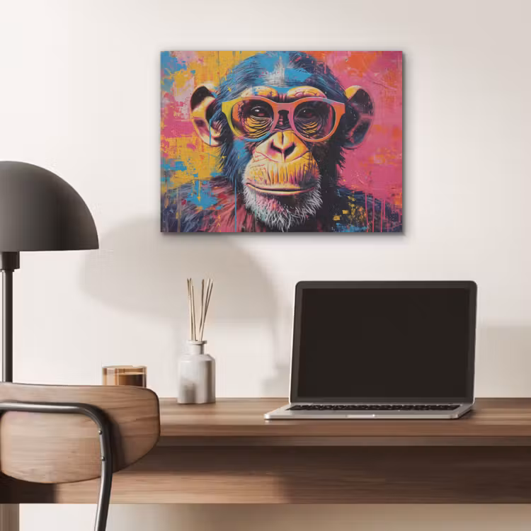 Graffiti - Chimpansee - Aap - Bril - Kleurrijk PET vilt klein -sfeer5