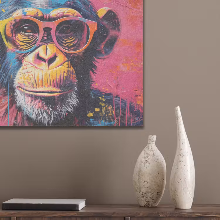 Graffiti - Chimpansee - Aap - Bril - Kleurrijk PET vilt klein -sfeer6_closeup