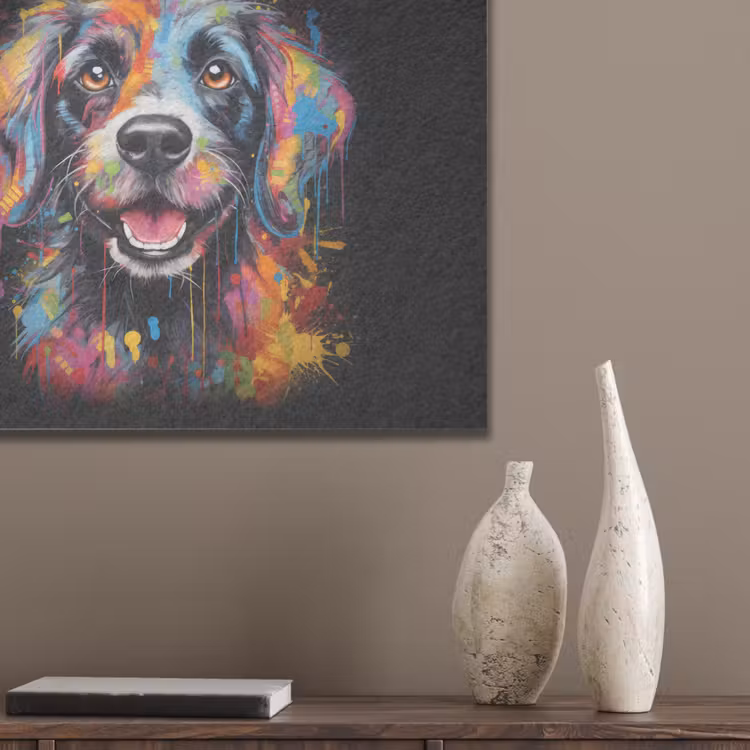 Graffiti - Hond - Zwart - Kleuren PET vilt klein -sfeer6_closeup