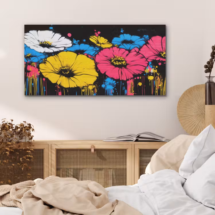 Graffiti - Bloemen - Kleur PET vilt middel -sfeer3