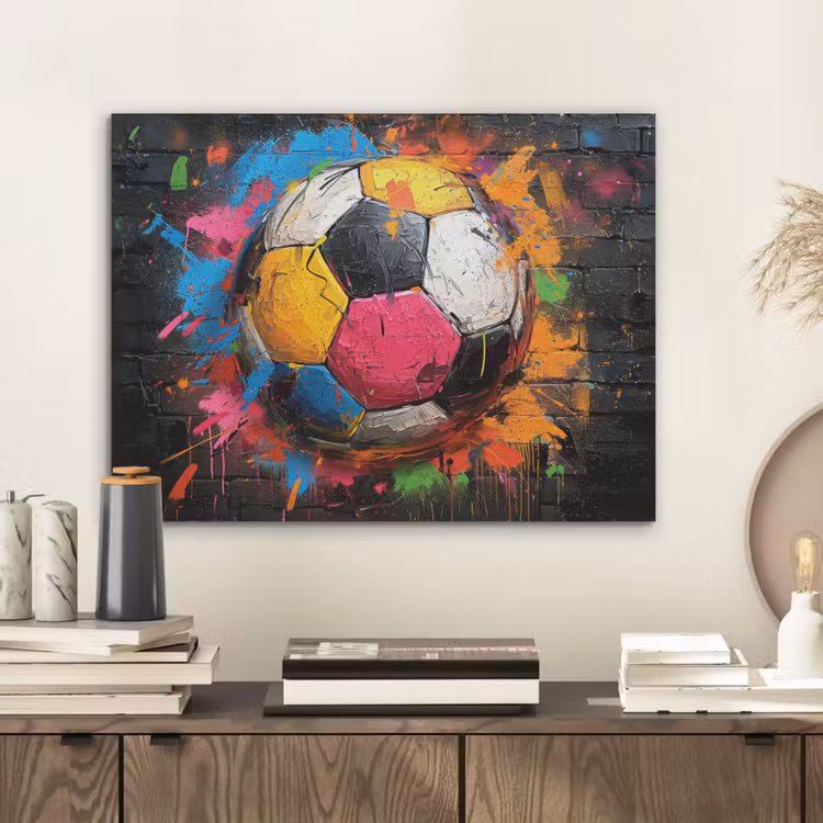 Graffiti - Voetbal - Muur - Street art - Sport PET vilt klein -sfeer1