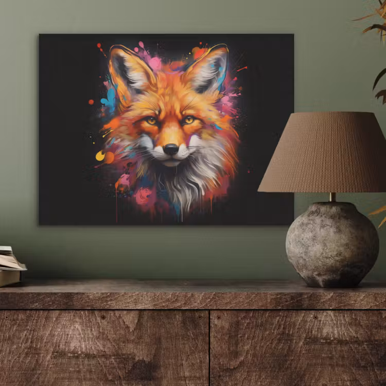Graffiti - Vos - Zwart - Pop art PET vilt klein -sfeer2