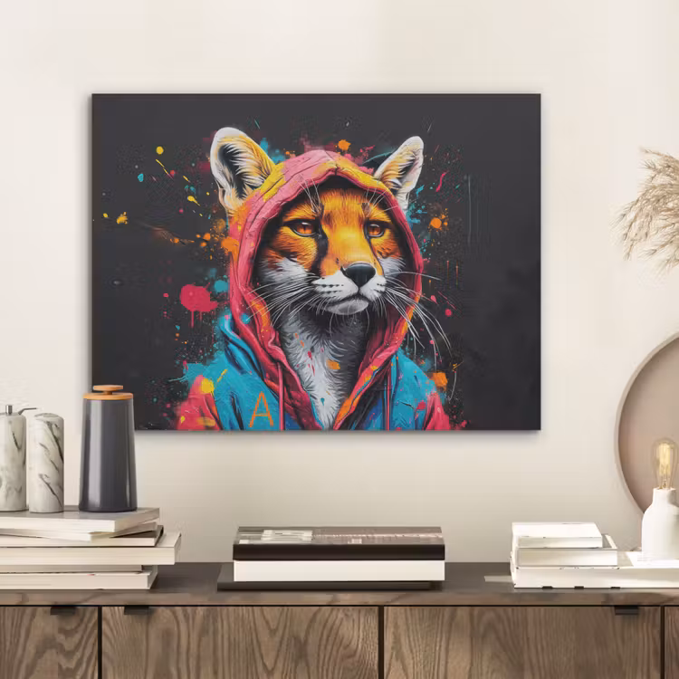 Graffiti - Vos - Jas - Pop art PET vilt klein -sfeer1