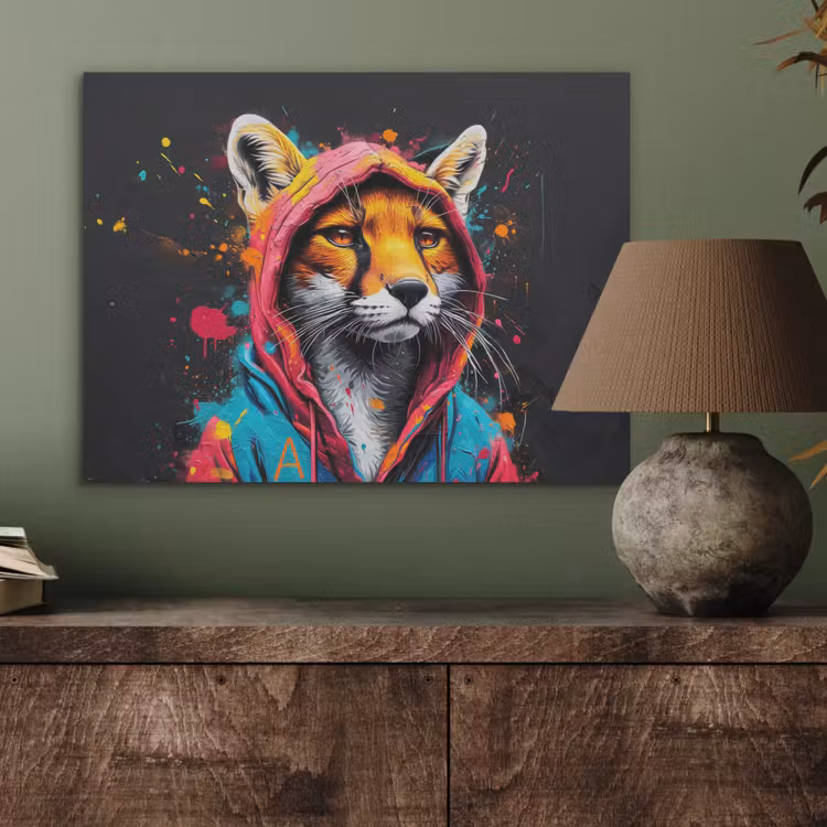 Graffiti - Vos - Jas - Pop art PET vilt klein -sfeer2
