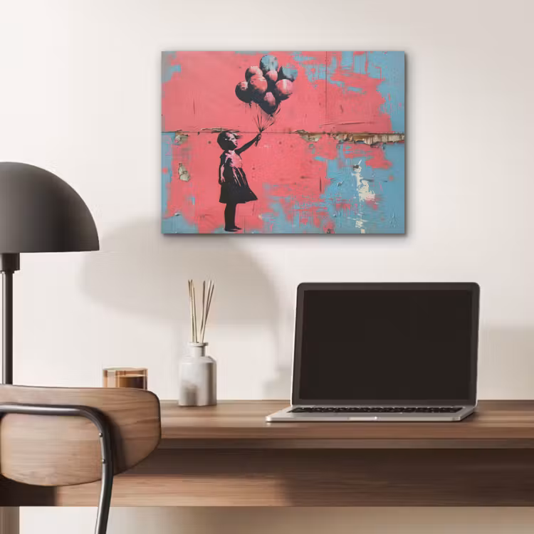 Graffiti - Meisje - Ballon - Banksy - Street art PET vilt klein -sfeer5