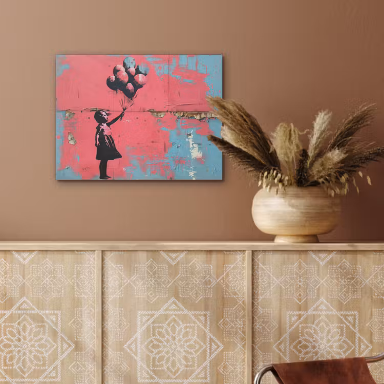 Graffiti - Meisje - Ballon - Banksy - Street art PET vilt klein -sfeer4