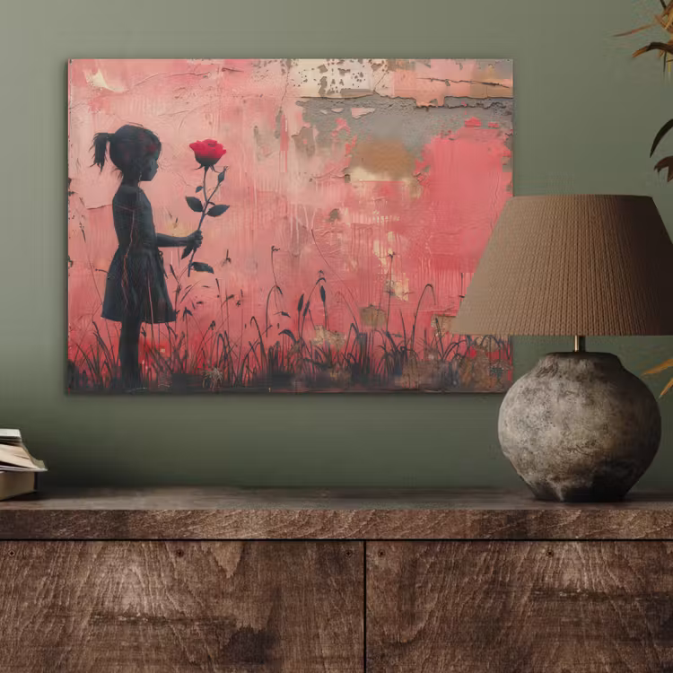 Graffiti - Meisje - Roze - Street art - Roos - Banksy PET vilt klein -sfeer2