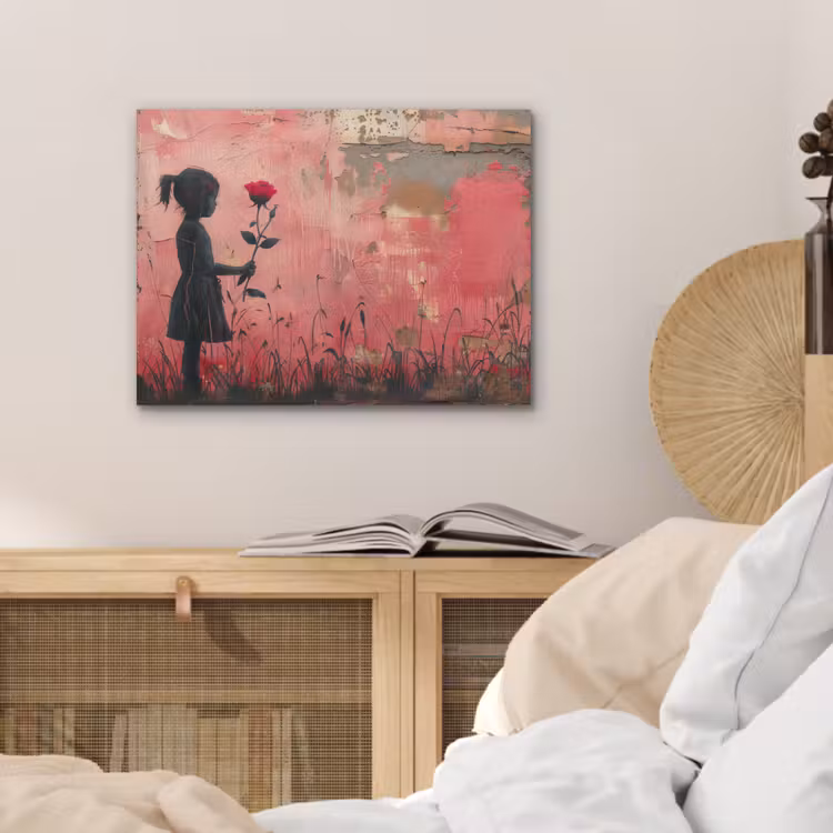 Graffiti - Meisje - Roze - Street art - Roos - Banksy PET vilt klein -sfeer3
