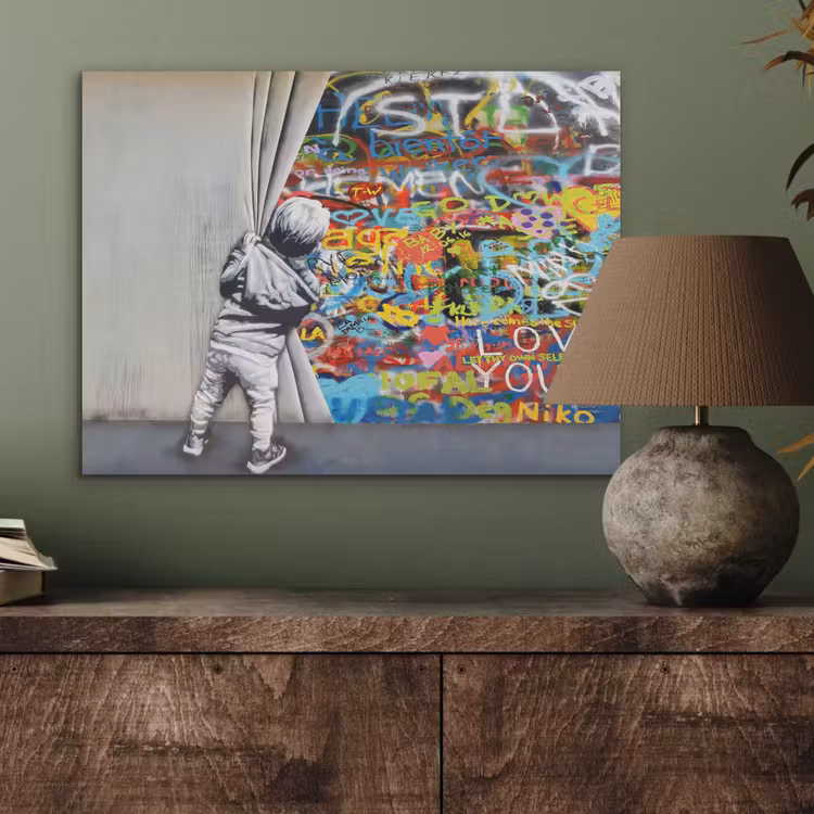Graffiti - Illusie - Jongen - Street art PET vilt klein -sfeer2