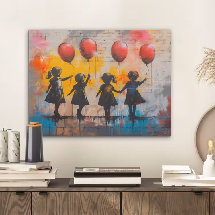 Graffiti - Kinderen - Street art - Ballon - Banksy PET vilt klein -sfeer1