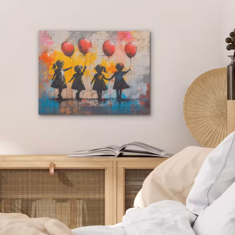 Graffiti - Kinderen - Street art - Ballon - Banksy PET vilt klein -sfeer3