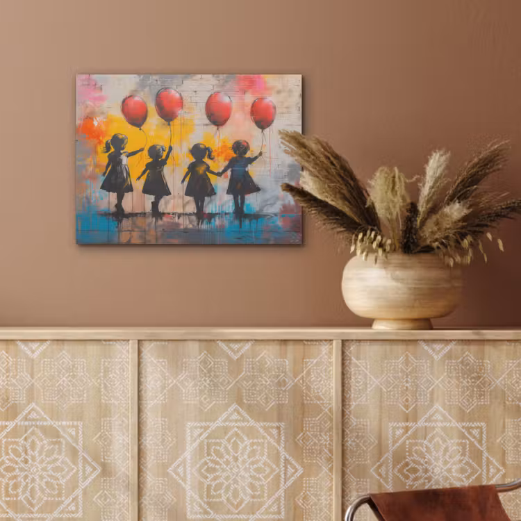 Graffiti - Kinderen - Street art - Ballon - Banksy PET vilt klein -sfeer4