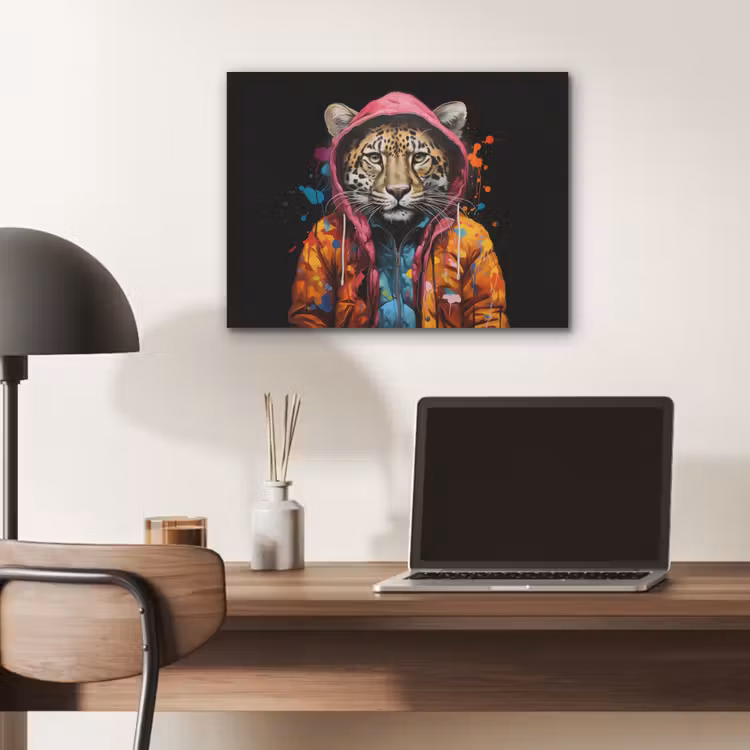Graffiti - Luipaard - Zwart - Jas PET vilt klein -sfeer5