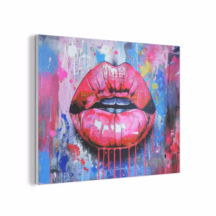 Graffiti - Lippen - Felroze - Geschilderd PET vilt klein -3d