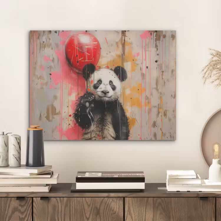 Graffiti - Panda - Ballon - Street art - Banksy PET vilt klein -sfeer1