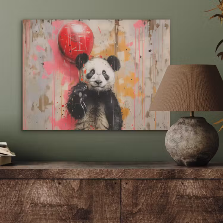 Graffiti - Panda - Ballon - Street art - Banksy PET vilt klein -sfeer2