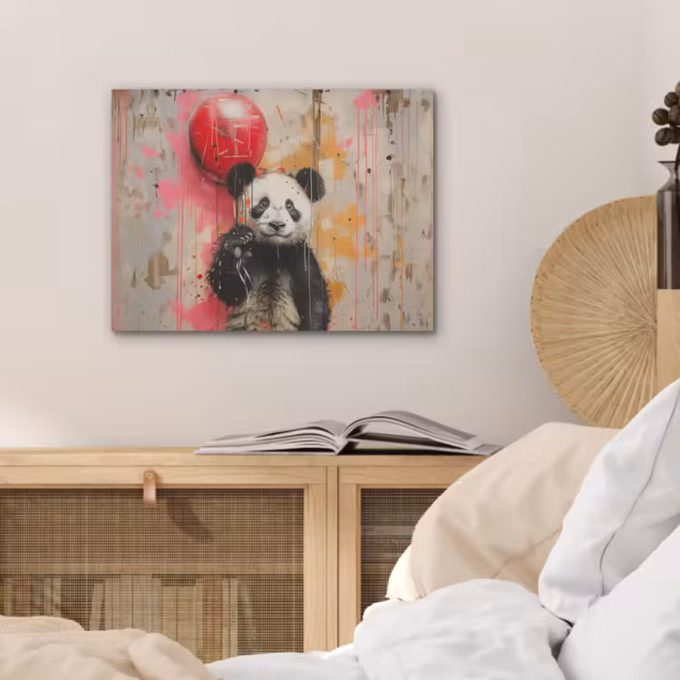 Graffiti - Panda - Ballon - Street art - Banksy PET vilt klein -sfeer3