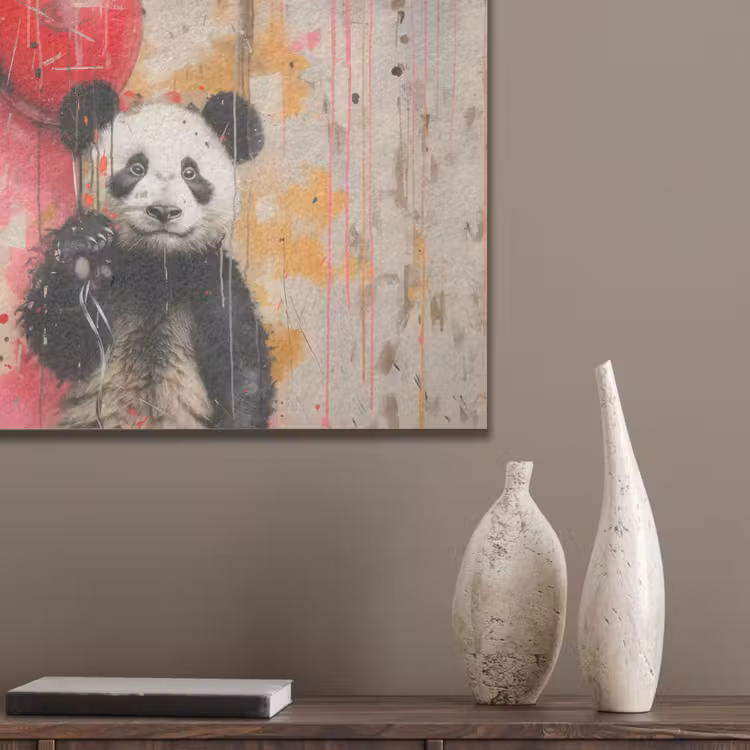 Graffiti - Panda - Ballon - Street art - Banksy PET vilt klein -sfeer6_closeup