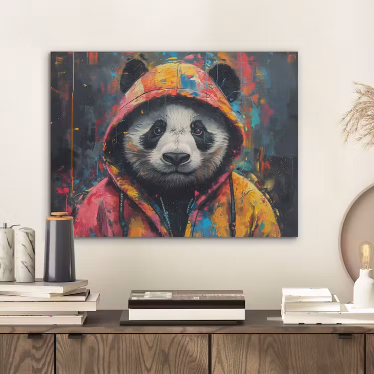 Graffiti - Panda - Jas - Kleurrijk PET vilt klein -sfeer1