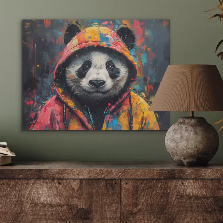 Graffiti - Panda - Jas - Kleurrijk PET vilt klein -sfeer2