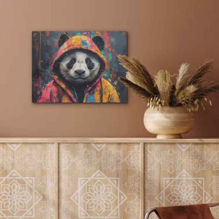 Graffiti - Panda - Jas - Kleurrijk PET vilt klein -sfeer4