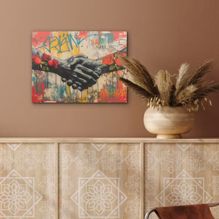 Graffiti - Rozen - Handen - Street art - Banksy PET vilt klein -sfeer4