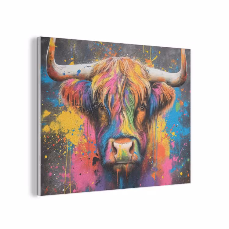 Graffiti - Schotse hooglander - Koe - Kleurrijk PET vilt klein -3d