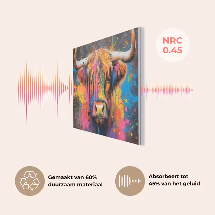 Graffiti - Schotse hooglander - Koe - Kleurrijk PET vilt klein -USP_NL