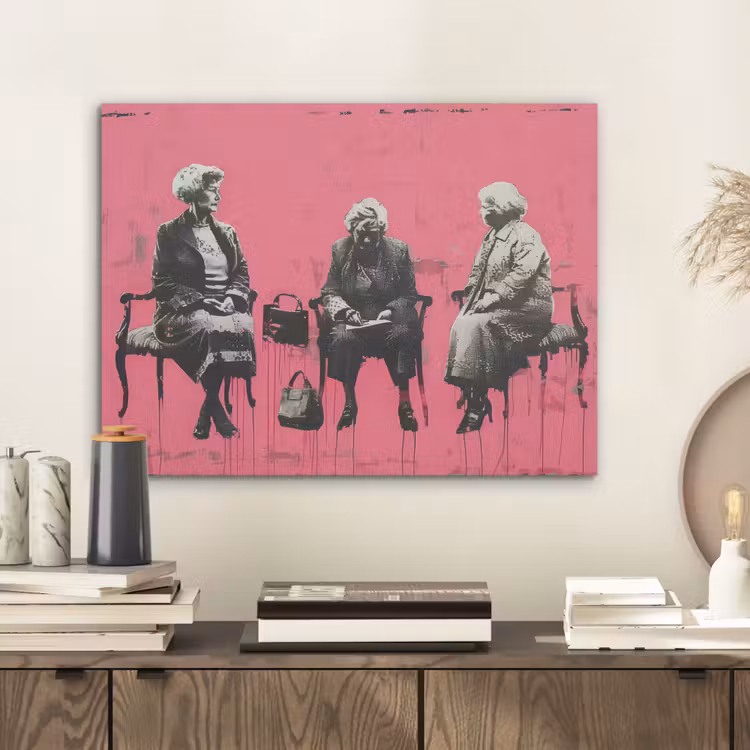 Graffiti - Vintage - Zwart - Street art - Roze - Banksy PET vilt klein -sfeer1