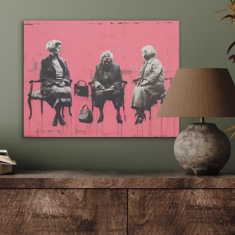 Graffiti - Vintage - Zwart - Street art - Roze - Banksy PET vilt klein -sfeer2