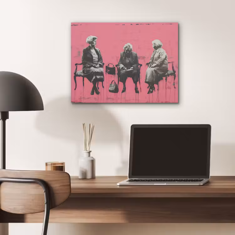 Graffiti - Vintage - Zwart - Street art - Roze - Banksy PET vilt klein -sfeer5