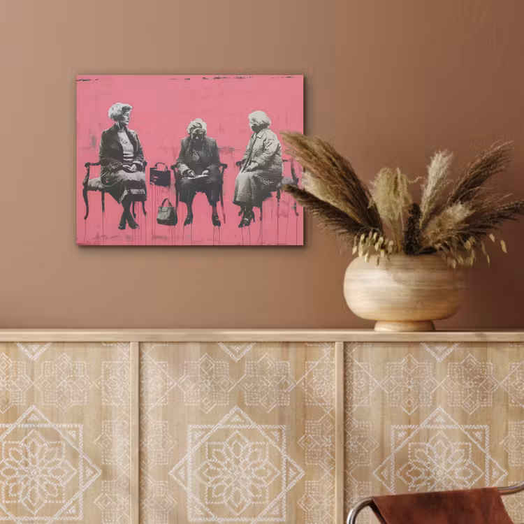 Graffiti - Vintage - Zwart - Street art - Roze - Banksy PET vilt klein -sfeer4