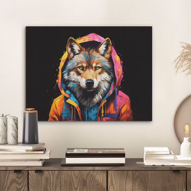 Graffiti - Wolf - Jas - Zwart PET vilt klein -sfeer1
