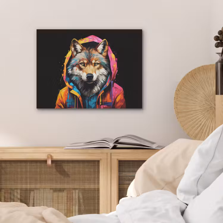 Graffiti - Wolf - Jas - Zwart PET vilt klein -sfeer3