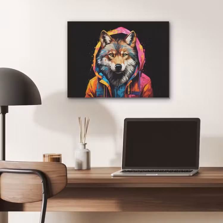 Graffiti - Wolf - Jas - Zwart PET vilt klein -sfeer5