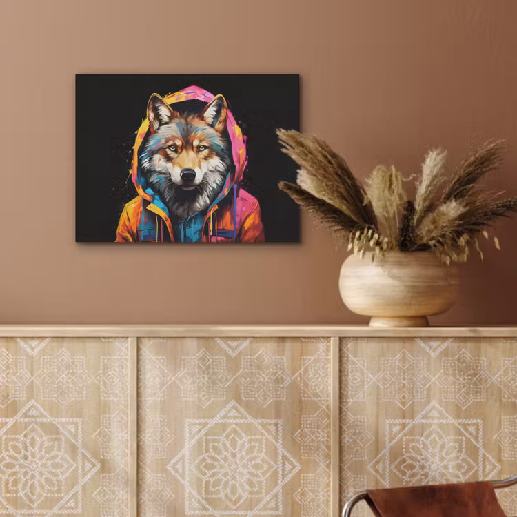 Graffiti - Wolf - Jas - Zwart PET vilt klein -sfeer4