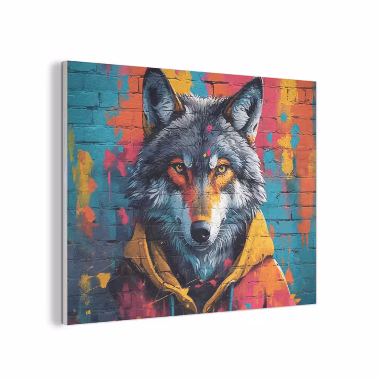 Graffiti - Wolf - Street art - Blauw PET vilt klein -3d